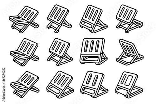 Rack foldable hinge rod structural boundary shading icon ridge dash vector bottle