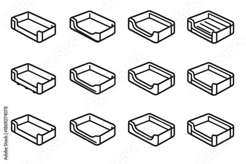 Vector icon row surface side tray highlight crest slab structural stackable dish