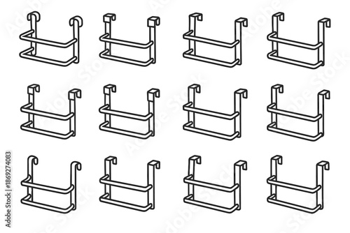 Seam icon slab crest vector bars towel bar hook frame arc shading