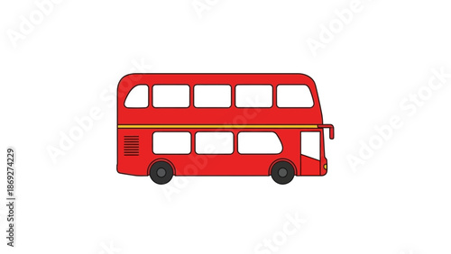 Isolated vintage red London double decker toy bus vector on a white background representing classic British city transportation and travel in the UK