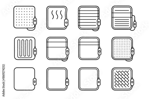 Crest pad heating heat boundary icon tilt vector contour rod smart rib