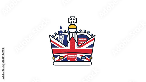a vector crown with united kingdom flag 