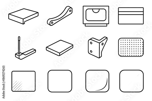 Arc patch pads vector icon modern grid shading bracket corner tile curve