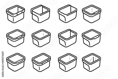 Bin shading stripe tilt magnetic contour icon side vector icons surface front