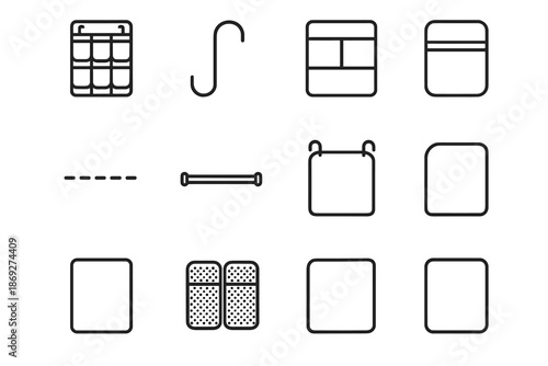 Vector contour tile over support shading underside stitch icon curve outline door
