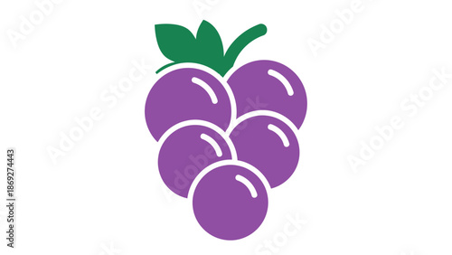 Isolated vector illustration of fresh red and green apples alongside a juicy bunch of ripe grapes with green leaves and healthy autumn vegetables on a white background