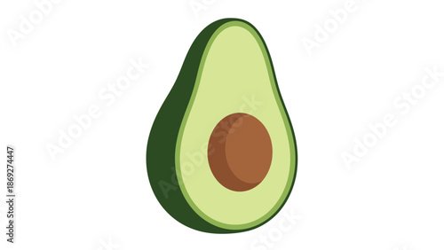 Fresh ripe green avocado fruit isolated on white background as a healthy organic food ingredient for a natural diet