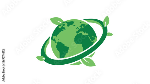 Eco friendly green planet earth globe concept featuring lush leaves and plant life as a global nature symbol for environmental conservation and ecology design