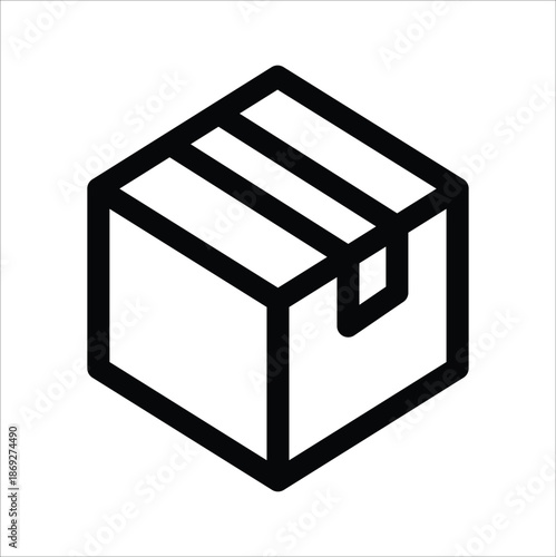 Collection of box and package icons in clean ouline and filled design