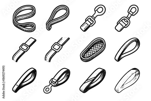 Line loop vector pet leash rib arc slab icons underside patch icon