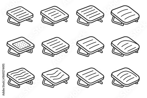 Footrest minimal shading stripe tilt ridge boundary icon vector slab arc