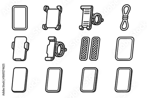 Vector cradle crest ridge shading bike ring tile clamp phone slim icon