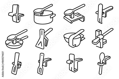 Vector rest clip icon drip utensil clips spoon holder tool stove