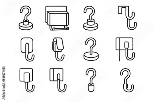 Board reusable icon kitchen magnet storage hanger metal hook magnetic vector icons