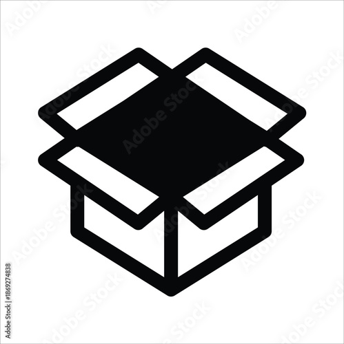 Collection of box and package icons in clean ouline and filled design