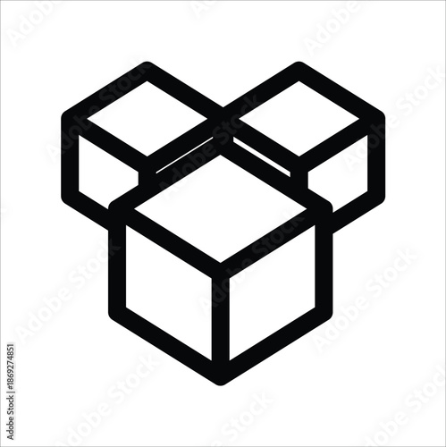 Collection of box and package icons in clean ouline and filled design