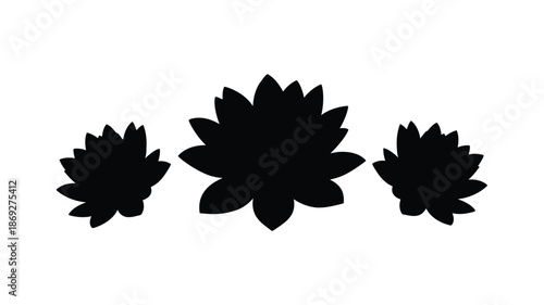 Three dark lotus flower shapes presented as a bold silhouette