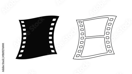 Black and white film strips illustration showcasing classic movie film design