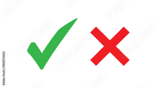 A green checkmark and a red x symbol representing confirmation and rejection