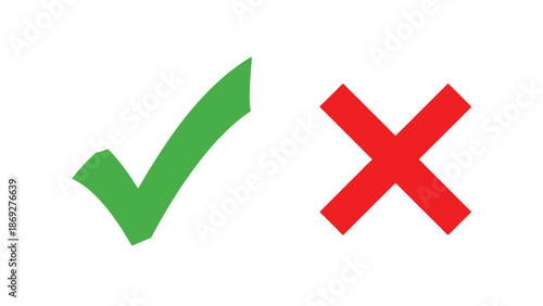 A green check mark and a red x symbol indicating acceptance and rejection