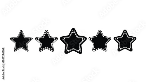 Five black stars with white outlines arranged in a horizontal row