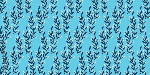Seamless botanical leaf pattern with modern floral branches and minimal decorative nature background