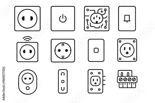 Icons icon embedded mobile electrical controlled interface outlet socket vector smart