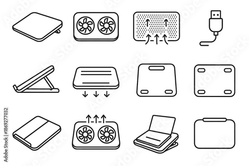 Cooler vector mesh icon cooling usb thermal icons lightweight pads slim laptop