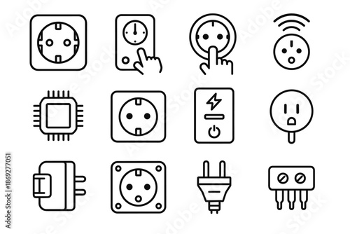Socket vector icon pins electrical smart grounding plate processor installation mounts outlet