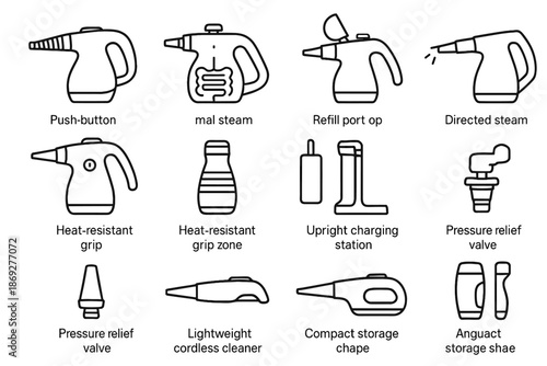 Vector battery lightweight icon steam shape cleaner opening generator cordless refill
