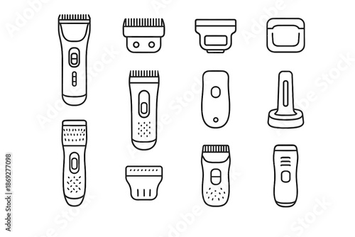 Portable pet icon motor adjustable speed grooming casing detachable device vector battery