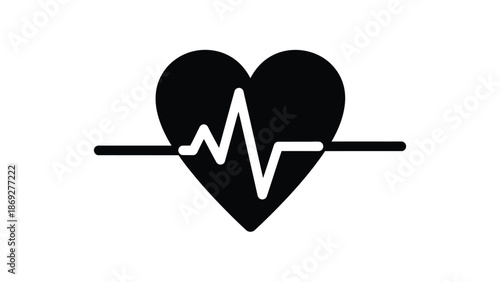 Heartbeat line within a heart shape symbolizing life and medical monitoring