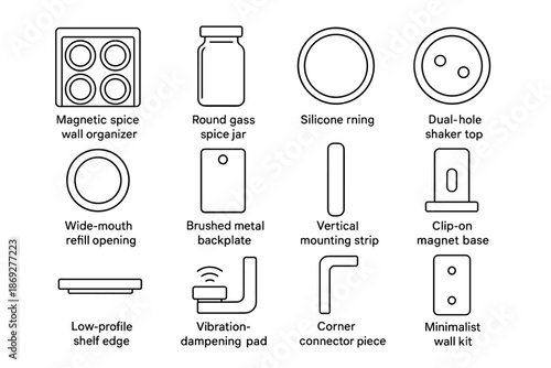 Metal rack magnetic shaker organizer ring icon spice round wall mounting connector