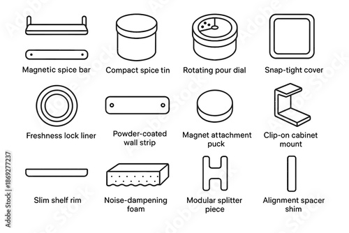 Spice cabinet rack wall dial slim bar icon pour magnetic liner vector