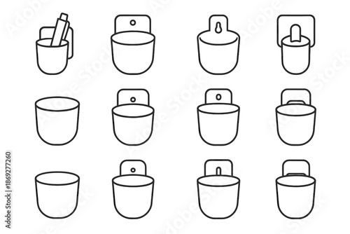 Icon unit depth smooth hook wall mounted pen texture lightweight vector office