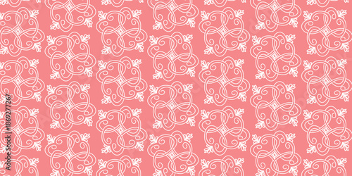 Seamless ornamental line pattern with elegant decorative floral swirl elements for modern background