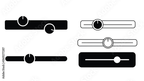 Black and white slider icons with different styles and configurations