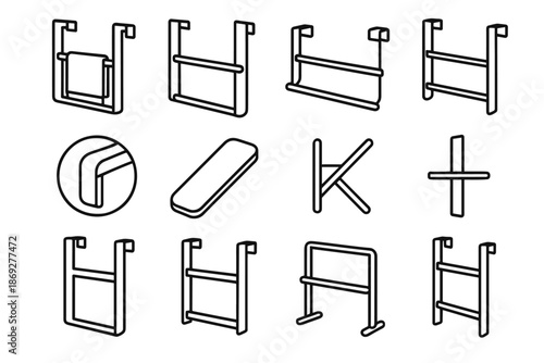 Towel metal icon modern compact vector hanging rack lightweight hooks geometric