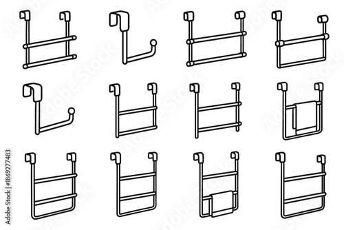 Over framework rails icon cylindrical vector smooth pads door towel storage metal