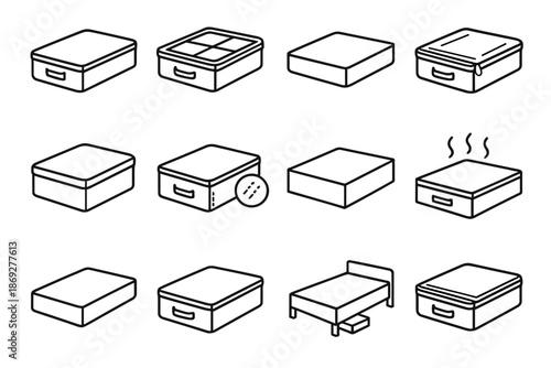 Under storage reinforced organizer soft functional front zippered bed enclosure vector icon