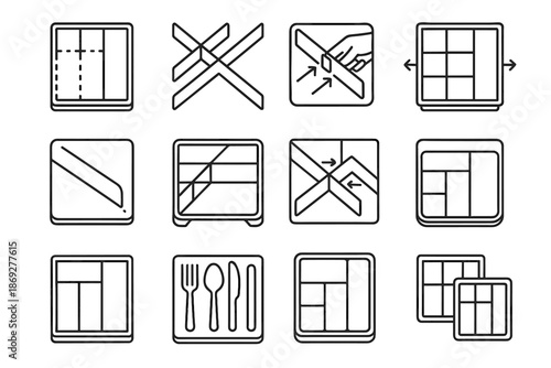 Tool icons icon dividers adjustment stable modern organizer storage drawer kitchen vector