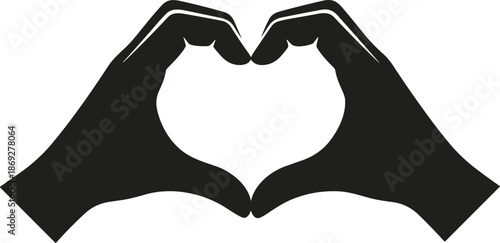 Hands forming heart silhouette illustration symbolizing love care unity emotional connection romance support minimalist design
