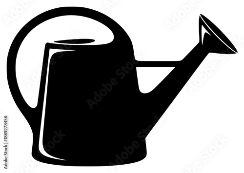 a black and white silhouette of a watering can or kettle, black, icon, illustration, kettle, plant, silhouette, watering can, against transparent background
