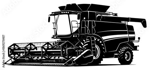 a black and white illustration of a tractor plowing a field, black, drawing, field, illustration, silhouette, tractor, against transparent background