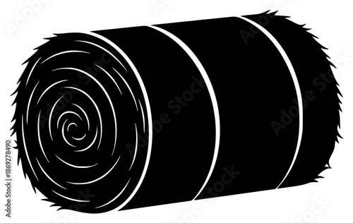 a roll of hay on a illustration, black, hay, icon, illustration, roll, against transparent background