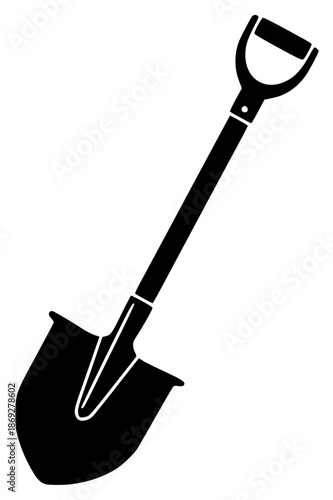 a black silhouette of a shovel on a , black, icon, shovel, silhouette, against transparent background