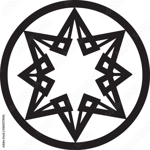 Elegant star ring mandala silhouette featuring a circular arrangement of stars in a balanced, symmetrical design