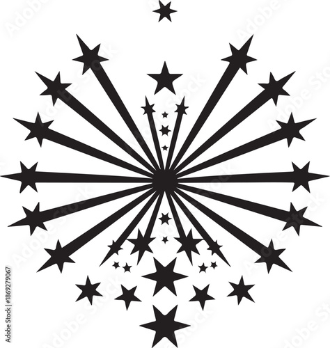 Elegant star ring mandala silhouette featuring a circular arrangement of stars in a balanced, symmetrical design