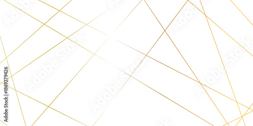 Abstract minimalistic white background with elegant intersecting golden lines forming a geometric pattern. random chaotic line and creative geometric many square, triangle shape background.