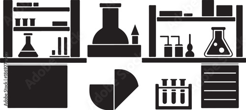Laboratory Equipment and Science Icons Set